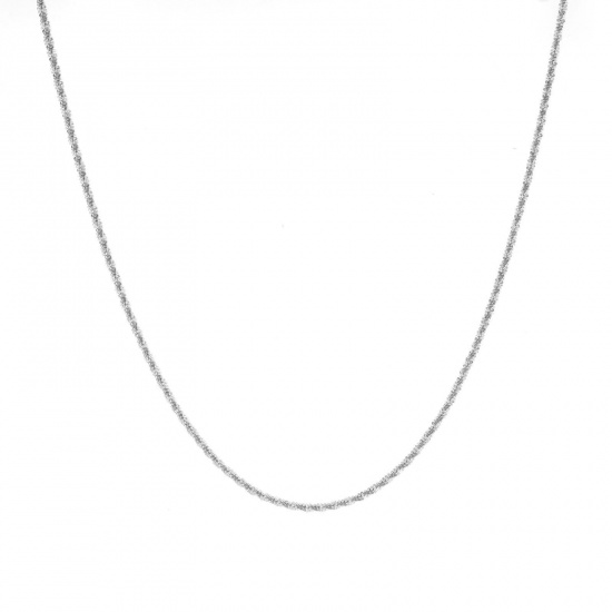 Image de 1 Pièce Colliers Chaîne Maille Torsade Simple en 304 Acier Inoxydable À la Mode Plaqué Platine Véritable avec Fermoir Mousqueton et Chaîne d'Extension Pour Femmes 45cm long