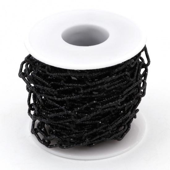 Picture of Eco-friendly Vacuum Plating 304 Stainless Steel Open Link Cable Chain Black 17x7mm, 1 Roll (Approx 5 M/Roll)