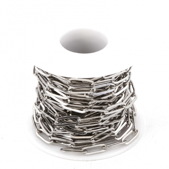 Picture of Eco-friendly 304 Stainless Steel Link Cable Chain Silver Tone 12.5x4.5mm, 1 Roll (Approx 5 M/Roll)