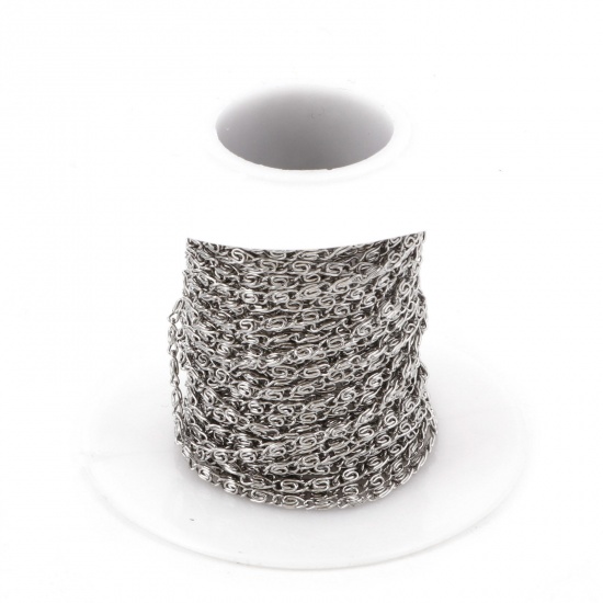 Picture of Eco-friendly 304 Stainless Steel Scroll Chain Silver Tone 1.8mm, 1 Roll (Approx 5 M/Roll)