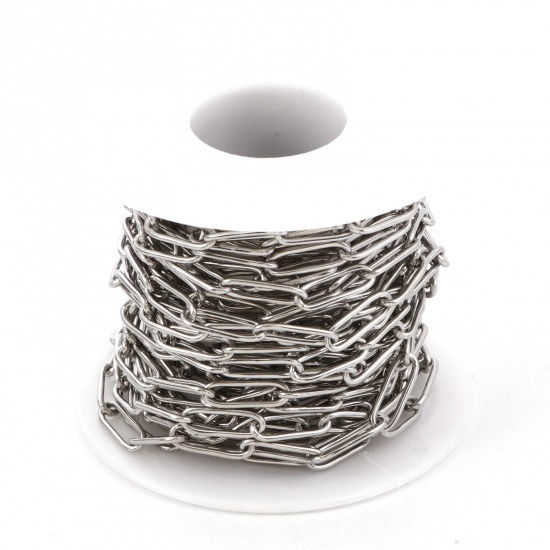 Picture of Eco-friendly 304 Stainless Steel Link Cable Chain Silver Tone 12x4mm, 1 Roll (Approx 5 M/Roll)