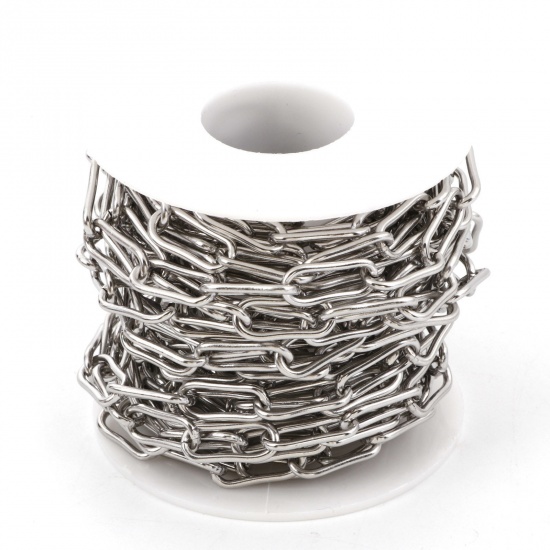 Picture of Eco-friendly 304 Stainless Steel Link Cable Chain Silver Tone 17x7mm, 1 Roll (Approx 5 M/Roll)