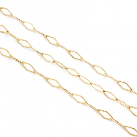 Picture of Eco-friendly Vacuum Plating 304 Stainless Steel Link Cable Chain For Handmade DIY Jewelry Making Findings 18K Gold Color 17x7mm, 1 Piece (Approx 1 M/Roll)