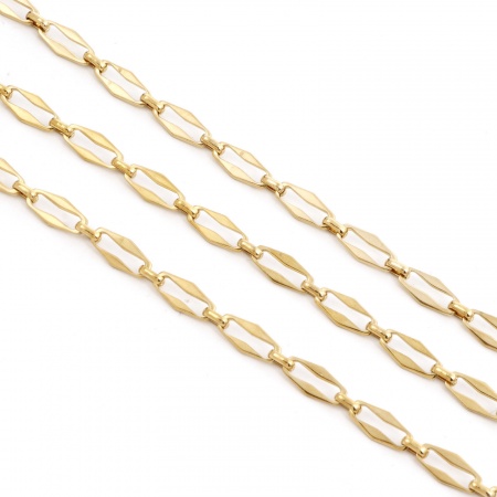 Picture of 1 Piece (Approx 3.28 Foot) Eco-friendly PVD Vacuum Plating 304 Stainless Steel Link Cable Chain For Handmade DIY Jewelry Making Findings 18K Gold Plated 6.5x5mm