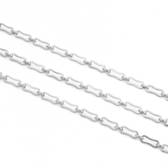 Picture of Eco-friendly 304 Stainless Steel Link Cable Chain Silver Tone 15x6mm 7x5mm, 1 Piece (Approx 1 M/Piece)