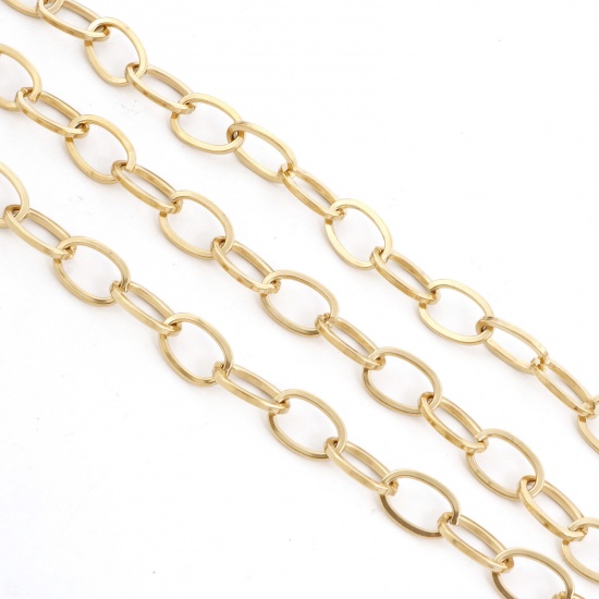 Picture of Eco-friendly Vacuum Plating 304 Stainless Steel Link Cable Chain For Handmade DIY Jewelry Making Findings 18K Gold Color 19x13mm, 1 Piece (Approx 1 M/Roll)