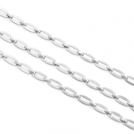 Picture of 1 Piece (Approx 3.28 Foot) Eco-friendly 304 Stainless Steel Paperclip Link Chain For Handmade DIY Jewelry Making Findings Silver Tone 6.5x5mm