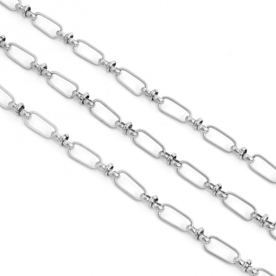 Picture of Eco-friendly 304 Stainless Steel Link Cable Chain Silver Tone 17x8mm 12x6mm, 1 Piece (Approx 1 M/Piece)