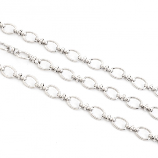 Picture of Eco-friendly 304 Stainless Steel Link Cable Chain Silver Tone 14x10mm 12.5x6mm, 1 Piece (Approx 1 M/Piece)