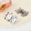Bild von Zinklegierung Metall Ösenknöpfe Einzeln Loch Antiksilber Katze 3.8cm x 3.1cm, 3 Stück