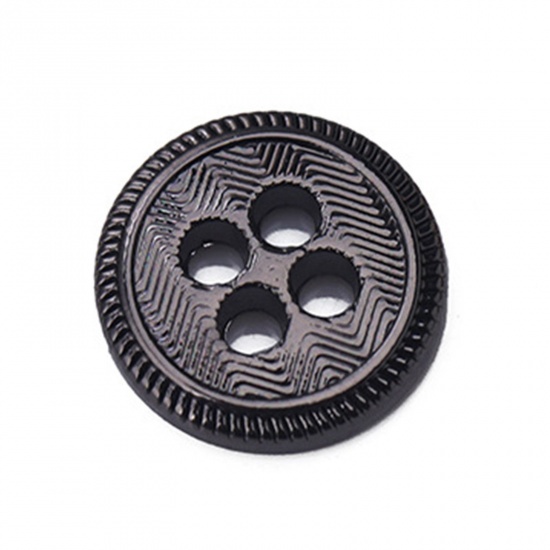 Picture of Alloy Metal Buttons 4 Holes Gunmetal Round 10mm Dia., 10 PCs
