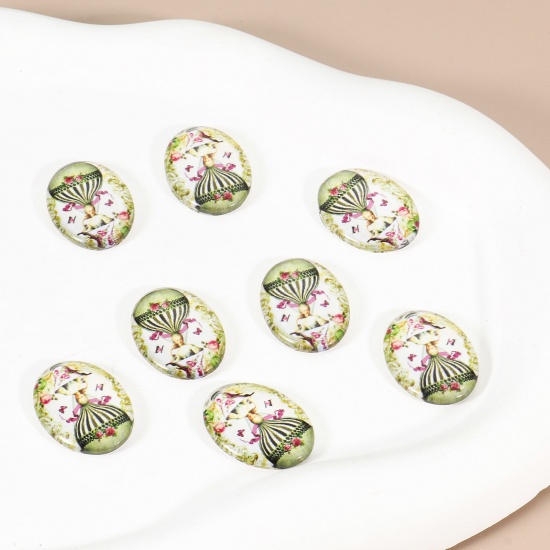 Immagine di Vetro Cupola Dome Seals Cabochon Ovale Flatback Multicolore Bellezza avatar Disegno 25mm x 18mm, 20 Pz