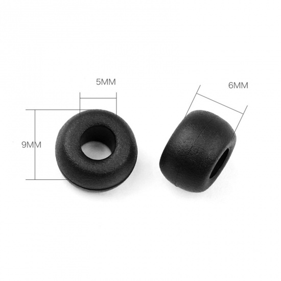 Picture of Plastic Cord Lock Stopper Sweater Shoelace Rope Buckle Pendant Clothing Accessories Round Black 9mm x 6mm, 20 PCs