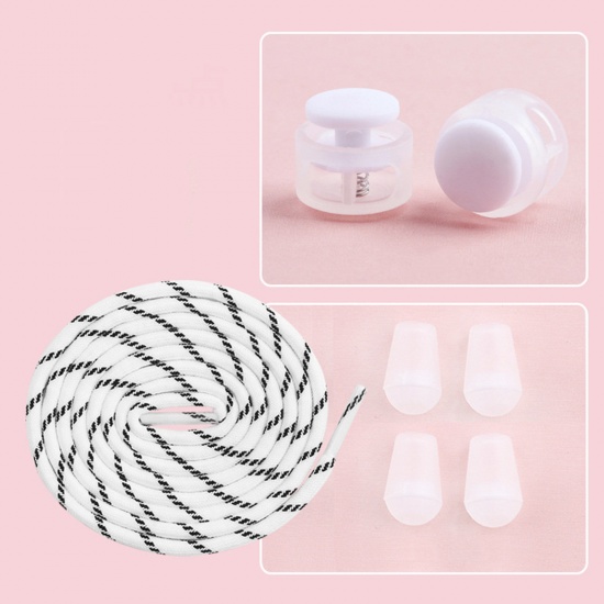 Picture of Polyester & Plastic Shoelaces Sneakers Laces Round White 100cm, 1 Set