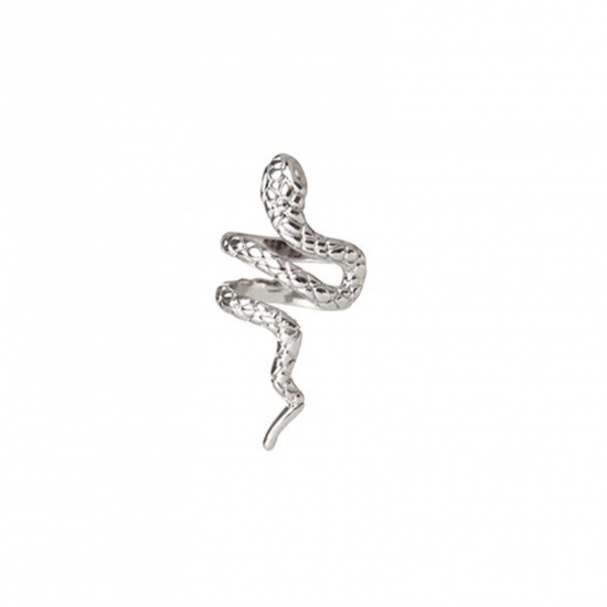 Picture of Brass Gothic Ear Cuffs Clip Wrap Earrings Platinum Plated Snake Animal For Right Ear 2cm x 1.1cm, 1 Piece                                                                                                                                                     