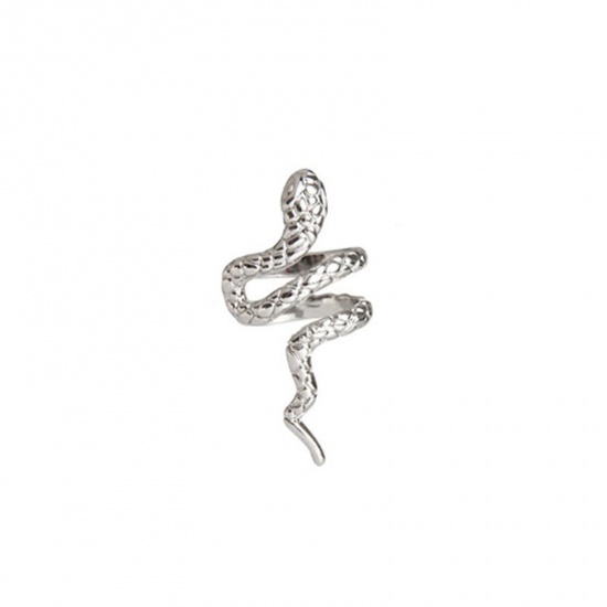 Imagen de Latón Gótico Ear Cuffs Clip Wrap Pendientes Platino Plateado Serpiente Para la Oreja Izquierda 2cm x 1.1cm, 1 Unidad                                                                                                                                          