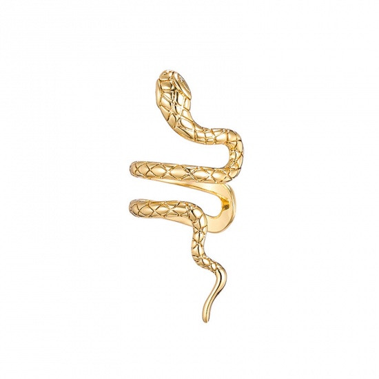 Imagen de Latón Gótico Ear Cuffs Clip Wrap Pendientes Chapado en Oro Serpiente Para la Oreja Derecha 2cm x 1.1cm, 1 Unidad                                                                                                                                              