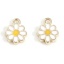 Immagine di Ottone Charms Fiore Margherita 14k Vero Oro Placcato Bianco & Giallo Smalto 8mm x 6mm, 2 Pz