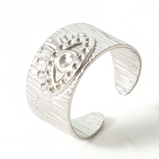 Imagen de Respetuoso del Medio Ambiente 304 Acero Inoxidable Abierto Anillos Tono de Plata Ojo 18.1mm (US Size 8), 2 Unidades
