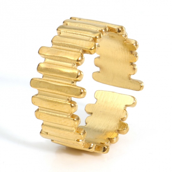 Picture of 2 PCs Eco-friendly PVD Vacuum Plating 304 Stainless Steel Open Rings 18K Gold Plated 16.5mm(US Size 6)