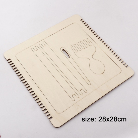 Picture of Wood Knitting Accessories Tools For DIY Tapestry Beige 28cm x 28cm, 1 Set
