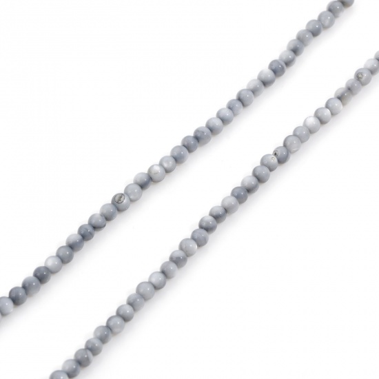 Image de Perles pour DIY Fabrication de Bijoux de Charme en Coquille Rond Gris 3mm Dia, Taille de Trou: 0.4mm, 38cm long, 1 Enfilade （Env. 132 Pcs/Enfilade)