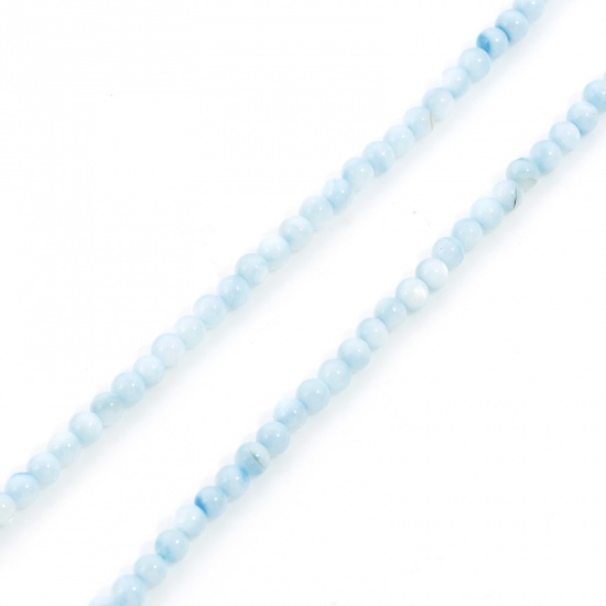 Image de Perles pour DIY Fabrication de Bijoux de Charme en Coquille Rond Bleu Clair 3mm Dia, Taille de Trou: 0.4mm, 38cm long, 1 Enfilade （Env. 132 Pcs/Enfilade)