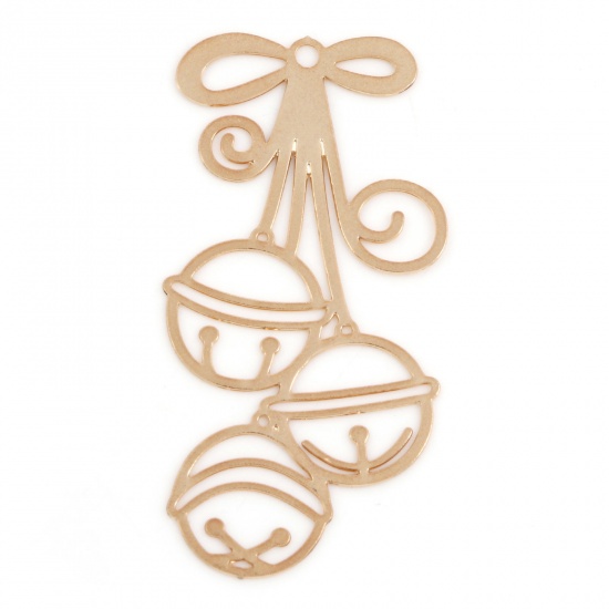 Picture of Iron Based Alloy Filigree Stamping Pendants KC Gold Plated Christmas Jingle Bell 3.5cm x 1.7cm, 10 PCs