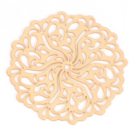 Picture of Iron Based Alloy Filigree Stamping Connectors Flower KC Gold Plated 3.4cm x 3.3cm, 5 PCs