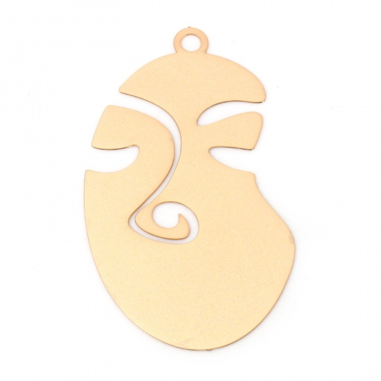Picture of Iron Based Alloy Filigree Stamping Pendants KC Gold Plated Face 3.6cm x 2.1cm, 10 PCs