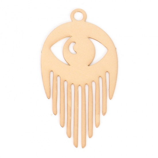 Picture of Iron Based Alloy Filigree Stamping Pendants KC Gold Plated Eye Tassel 3cm x 1.6cm, 10 PCs