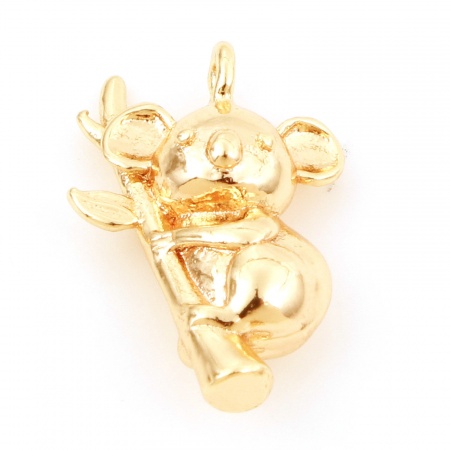 Picture of Brass Charms Real Gold Plated Koala Bear Animal 3D 15mm x 10mm