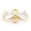 Immagine di Ottone Pendenti Charms Connettori Cravatta a Farfalla 18K Vero Oro Placcato Micro Spianare Trasparente Cubic Zirconiae 8mm x 5mm, 1 Pz