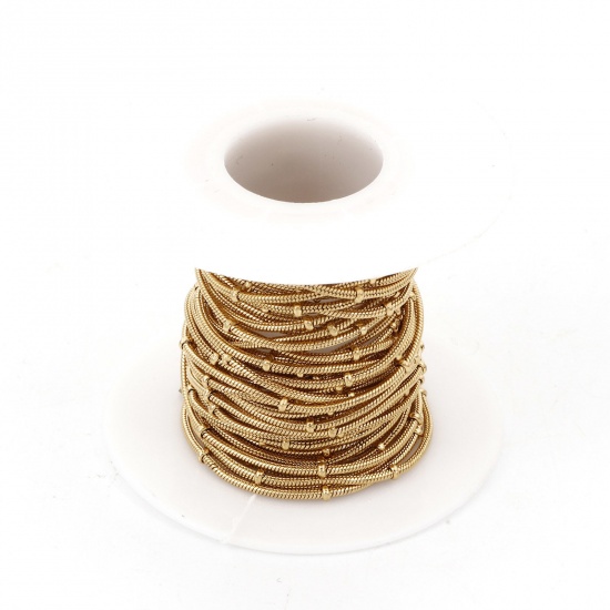 Picture of Eco-friendly Vacuum Plating 304 Stainless Steel Snake Chain For Handmade DIY Jewelry Making Findings 18K Gold Color 1.2mm, 1 Roll (Approx 5 M/Roll)