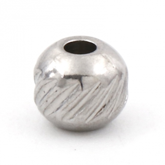 Immagine di Ecologico 304 Acciaio Inossidabile Perline per la Creazione di Gioielli con Ciondoli Fai-da-te Tondo Tono Argento 4mm, Buco: Circa 1.2mm, 5 Pz