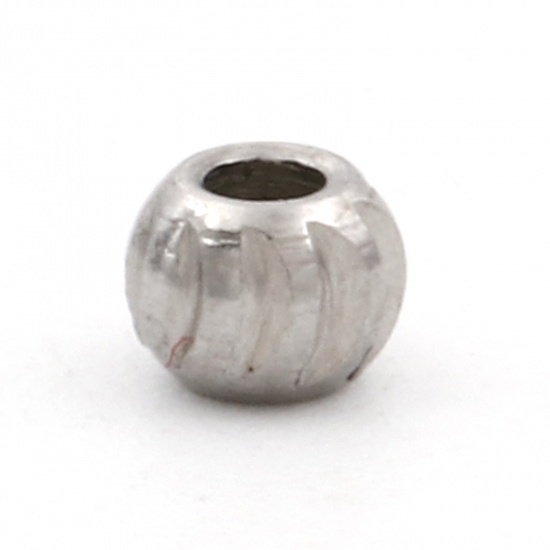 Immagine di Ecologico 304 Acciaio Inossidabile Perline per la Creazione di Gioielli con Ciondoli Fai-da-te Tondo Tono Argento Struttura 3mm, Buco: Circa 1.2mm, 5 Pz
