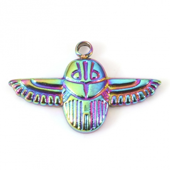 Immagine di Placcatura Sottovuoto PVD Ecologica 304 Acciaio Inossidabile Halloween Charms Gufo Colore Arcobaleno Placcato 20mm x 12mm, 2 Pz