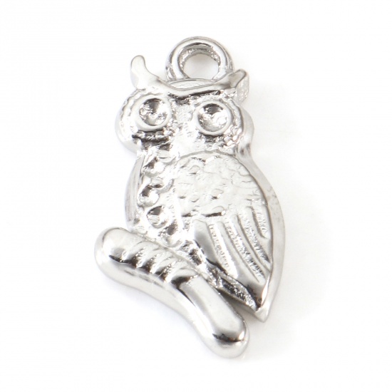 Immagine di Ecologico 304 Acciaio Inossidabile Halloween Charms Gufo Tono Argento 20mm x 11mm, 2 Pz