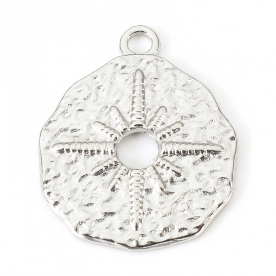 Image de Breloques en 304 Acier Inoxydable Respectueux de la Nature Galaxie Irrégulier Argent Mat Rond 23mm x 19mm , 2 Pcs
