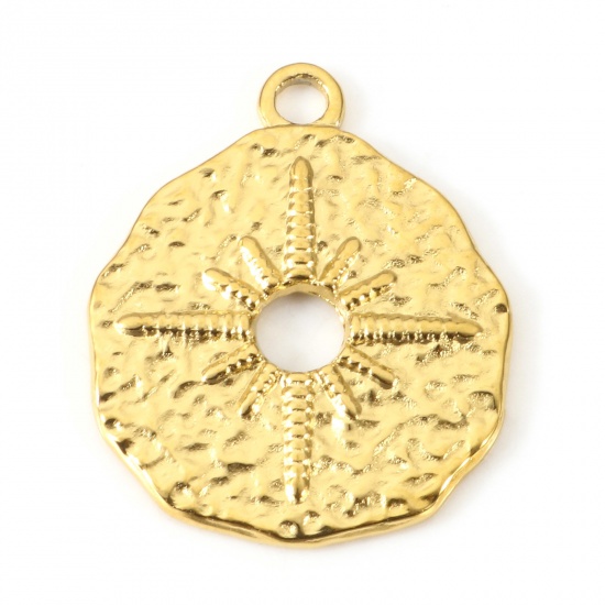 Image de Breloques en 304 Acier Inoxydable Placage sous Vide PVD Respectueux de l'Environnement Galaxie Irrégulier Plaqué Or 18K Rond 23mm x 19mm , 2 Pcs