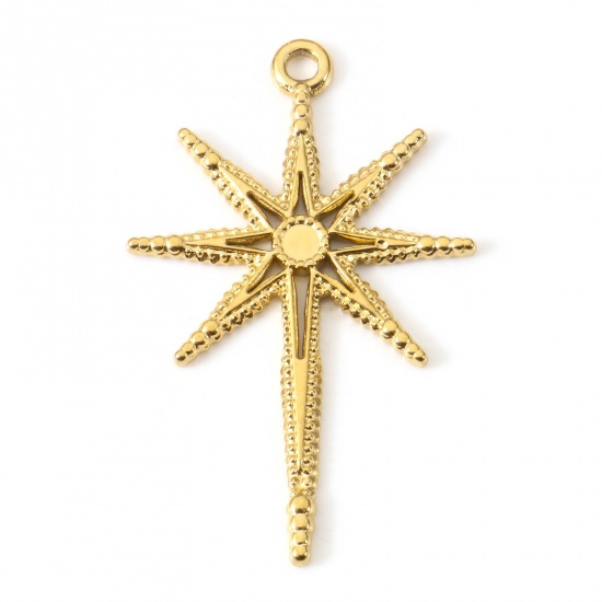 Image de Pendentifs en 304 Acier Inoxydable Placage sous Vide PVD Respectueux de l'Environnement Galaxie Etoile Plaqué Or 18K 4cm x 2.5cm , 2 Pcs