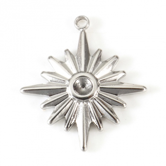 Image de Breloques en 304 Acier Inoxydable Respectueux de la Nature Galaxie Etoile Argent Mat (Apparié à Strass ss10 Dos en Pointe ) 21mm x 19mm , 2 Pcs