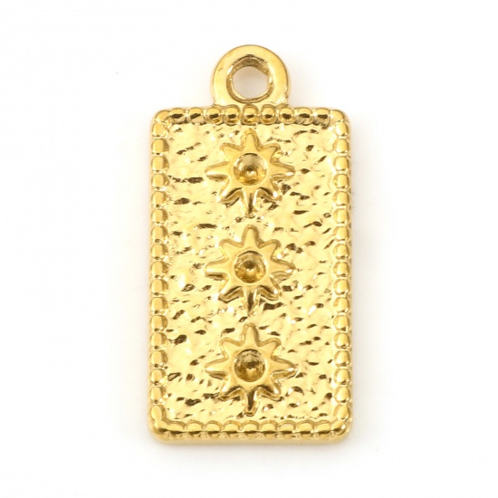 Imagen de Recubrimiento al Vacío PVD Ecológico 304 Acero Inoxidable Galaxia Colgantes Charms Rectángulo Chapado en Oro de 18K ss4 Pointed Back Rhinestone) Estrella 20mm x 10mm, 2 Unidades