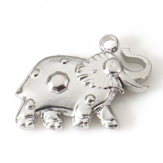 Bild von Umweltfreundlich 304 Edelstahl Charms Silberfarbe Elefant 16mm x 12mm, 2 Stück