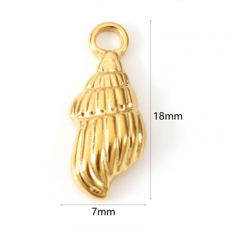 Picture of Eco-friendly Vacuum Plating 304 Stainless Steel Pendants Multicolor Conch/ Sea Snail Shell