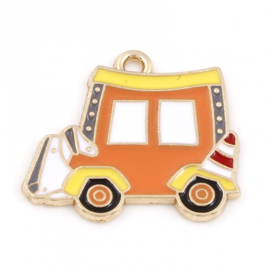 Picture of Zinc Based Alloy Transport Charms Gold Plated Multicolor Car Enamel 25.5mm x 23mm, 5 PCs