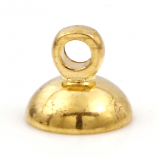 Immagine di Ottone Coppette Copriperla Tondo Oro Placcato (Addetti 8mm Perline) 6mm x 5mm, 20 Pz                                                                                                                                                                          