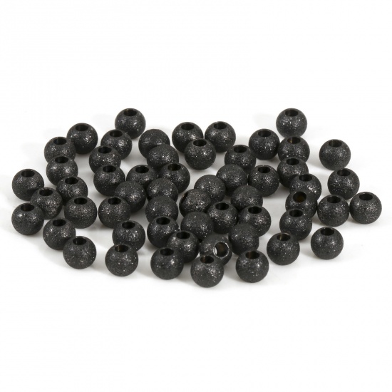 Imagen de Recubrimiento al Vacío PVD Ecológico 201 Acero Inoxidable Cuentas para la Fabricación de Joyas con Dijes de Bricolaje Ronda Negro Polvo Estelar 5mm Diámetro, Agujero: Aprox 1.8mm, 10 Unidades
