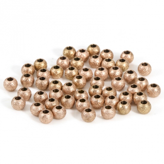 Immagine di Placcatura Sottovuoto Ecologica 201 Acciaio Inossidabile Perline per la Creazione di Gioielli con Ciondoli Fai-da-te Tondo Oro Rosa Polvere di Stelle 5mm Dia., Buco: Circa 1.8mm, 10 Pz