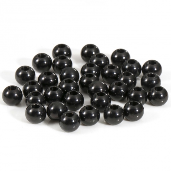 Immagine di Placcatura Sottovuoto Ecologica 201 Acciaio Inossidabile Perline per la Creazione di Gioielli con Ciondoli Fai-da-te Tondo Nero Lucidato 5mm Dia., Buco: Circa 1.5mm, 10 Pz